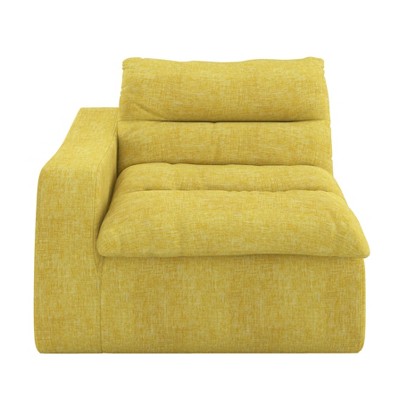 Vynxaria Bean Bag Seats - Yellow Modern Floor Lounge Chair with Left Armrest
