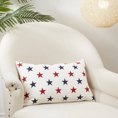 Americana Stars Red and Blue Cotton Throw Pillow