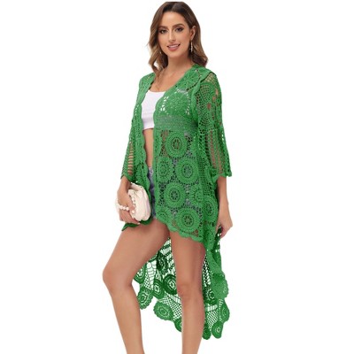 Anna-Kaci Women's Crochet Boho Duster Summer Boho Cover-Up Cardigan