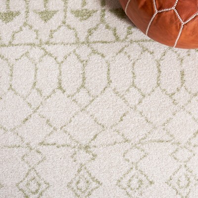 Ivory and Sage Hand-Knotted Synthetic 4' x 6' Area Rug