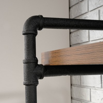 Iron City Checked Oak 5-Shelf Industrial Bookcase