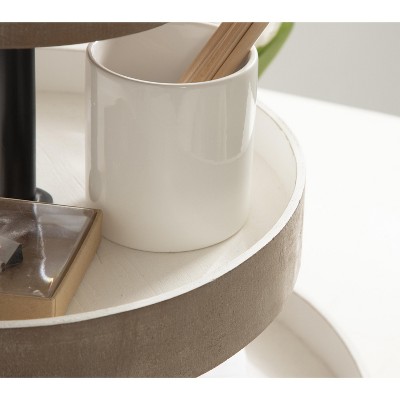 Rustic Brown and Distressed White Wooden 3-Tiered Tray