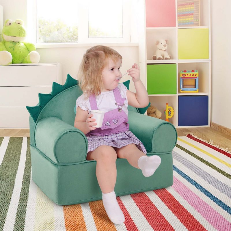 Costway Kids Sofa Foam Filled Armchair Dinosaur Cuddly Toddler Couch with Washable Cover, 2 of 11