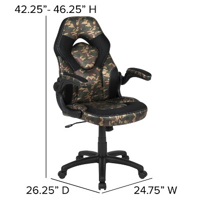 Optis 50" Black Gaming Desk & Camouflage Racing Chair Set with Accessories