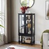 TiramisuBest Curio Cabinet Lighted Curio Display Cabinet with Open Storage Space,Solid Wood Legs and adjustable Shelves - 4 of 4