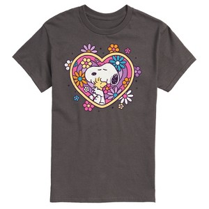 Men's - Peanuts - Hug Heart Flower Short Sleeve Graphic T-Shirt - 1 of 4