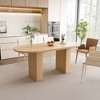ORRD 62.9" Oval Farmhouse Dining Table for 6, Wooden Pedestal Kitchen Table with Strip Base, Natural Finish - 2 of 4