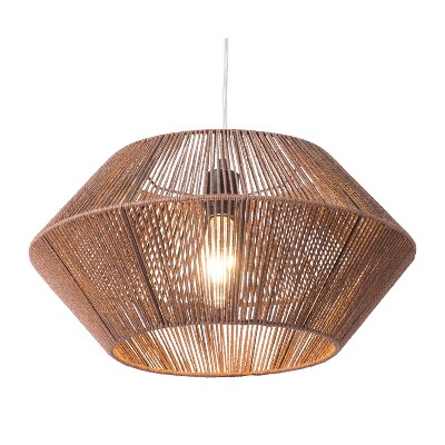 Tereva Ceiling Lamp Brown - ZM Home: Natural Paper Rope Design, 1-Way On Off, Adjustable Height