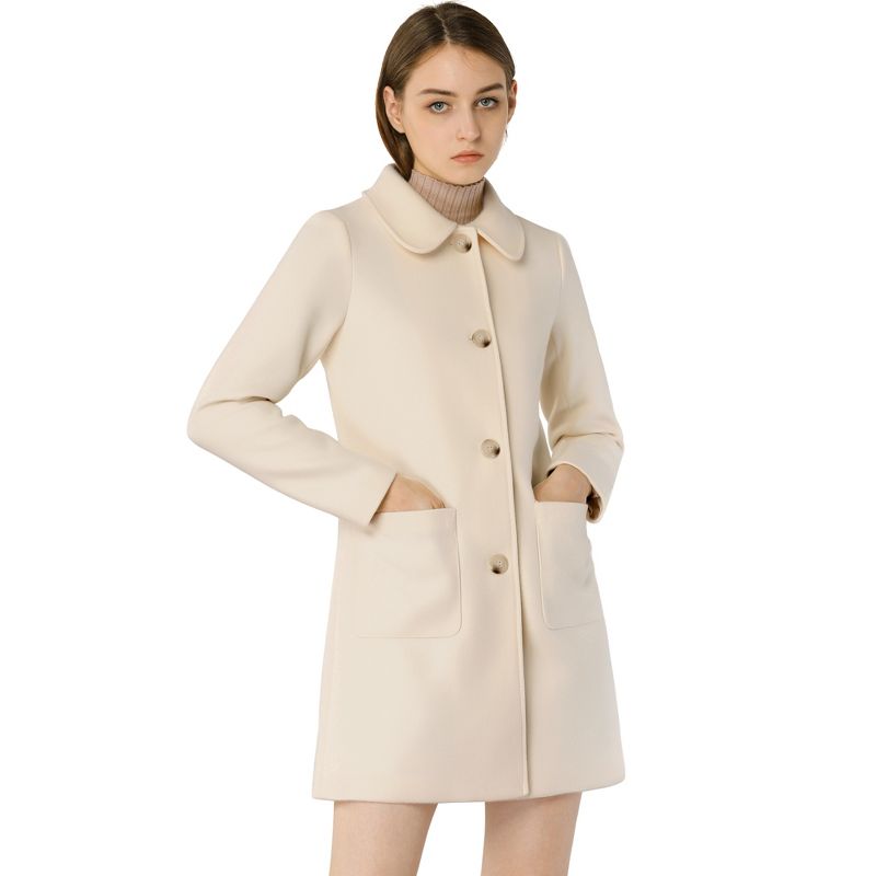 Allegra K Women's Turn Down Collar Single Breasted Winter Outwear Overcoat, 4 of 8