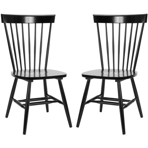 Set Of 2 Dining Chair Wood Black Safavieh