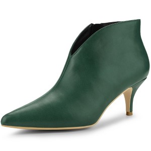 Allegra K Women's V-Shape Cutout Pointy Toe Stiletto Heels Ankle Booties - 1 of 4
