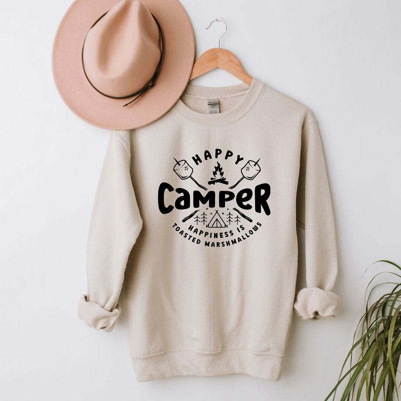 Simply Sage Market Women's Graphic Sweatshirt Happy Camper Toasted Marshmallow, 4 of 5
