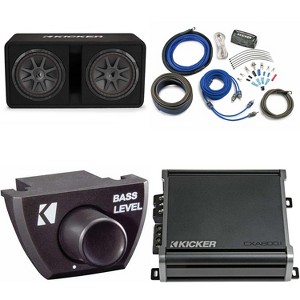 Kicker 48DCVR122 CompVR 12" dual subs in vented box & 46CXA800.1 Amp With Bass Knob, CK4 Amp Kit Bundle - 1 of 4
