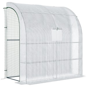 Outsunny Outdoor Walk-In Greenhouse, Plant Nursery with Roll-up Window, PE Cover, and 3-Tier Wire Shelves - 1 of 4