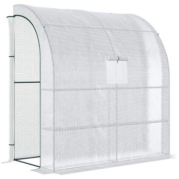Outsunny 78.75" x 39.25" x 84.75" Outdoor Walk-In Greenhouse, Plant Nursery with Roll-up Window, PE Cover, and 3-Tier Wire Shelves, White