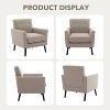 Mid-Century Modern Accent Chair – Linen Upholstery, 350LB Capacity & Hardwood Legs (Beige/Blue/Camel) for Living Room, Office, Bedroom - 4 of 4