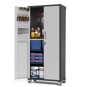 Munora - 71" Tall Rolling Tool Cabinet with Pegboard - 15.75"D x 31.5"W x 70.87"H - Black/Grey - 1 of 4