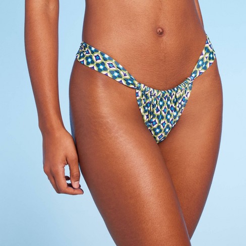 Women's Wide Strap Adjustable High Leg Bikini Bottom - Wild Fable™ Green  Floral Print : Target