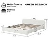 Upholstered Platform Bed Frame with White Boucle Fabric, Modern Bed with Slats and Headboard, No Box Spring Needed-The Pop Home - 3 of 4
