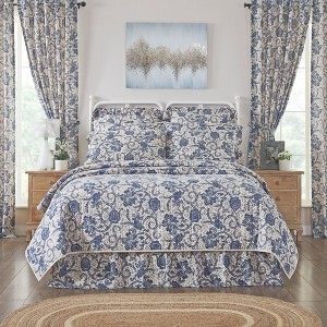 Dorset, Farmhouse Quilt Reversible Floral, King, Navy, 105x95 VHC Brands - 1 of 4