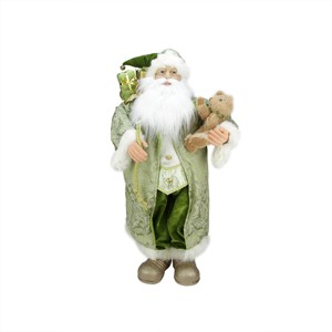 Northlight 32" Irish Santa Claus with Teddy Bear and Gift Bag St. Patrick's Day Figure - Green/White - 1 of 1