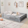 NicBex Full Size Montessori Floor Bed for Kids,Toddler Bed Frame with Safety Guardrails&Doors,Slatted Floor Bed,Safe&Formaldehyde-Free - 3 of 4