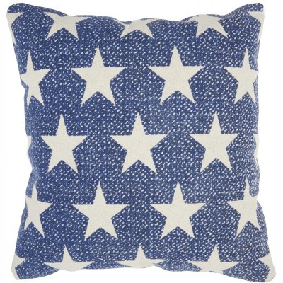 HomeRoots Navy Blue And Ivory Stars Throw Pillow