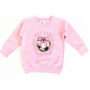 The Juniper Shop Just A Girl Who Loves Soccer Coquette Toddler Sweatshirt - 1 of 4