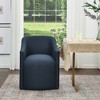 KINWELL 25" Performance Fabric Upholstered Rolling Dining Armchair - 2 of 4