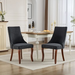 Rayon Cloth Flocking Linen Dining Chairs Channel Kitchen Dinner Chair Comfy Fabric Upholstered Accent Chair - 1 of 4