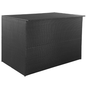 vidaXL Outdoor Storage Box Black PE Rattan, Powder-Coated Steel - 1 of 4