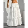 Women's Boho Maxi Skirt - Ruffle Hem A-Line with Elastic Waist & Tiered Layers White - 3 of 4