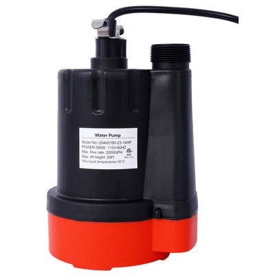 1/4HP Sump Pump 2000GPH Submersible Water Pump, Portable Utility Pump, Electric Thermoplastic Utility Pump With 10ft Power Cord