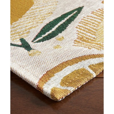 Cream Lemon Print Washable Non-Slip Kitchen Mat 24"x40"