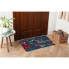 tagltd 1'6"x2'6" Autumn Botanical Floral Rectangle Indoor Outdoor Estate Coir Door Welcome Mat Multicolored on Blue Background - 3 of 3