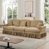 Elegant Mid-Century 3-Seater Chenille Sofa ¨C Flared Arms, Removable Ruffled Pleats Skirt, Spindle Legs, Comfy Modular Living Room Couch - 4 of 4
