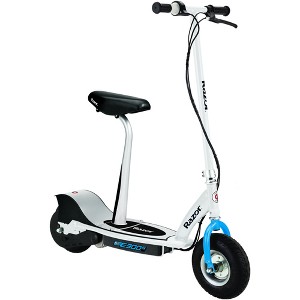 Razor E300S Seated Electric Scooter, Kids Ages 13+, 9" Pneumatic Tires, Seat, Up to 15 mph, 40 min of Ride Time, for Riders up to 220 lbs, White/Blue - 1 of 4