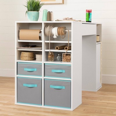 Crea CraftMaster White Counter-Height Table with Integrated Storage