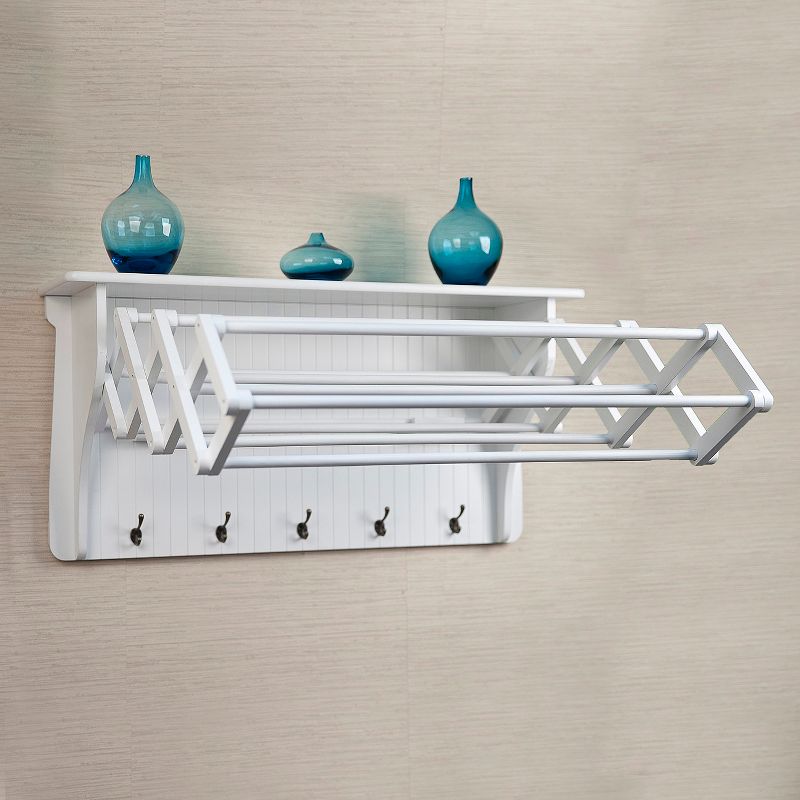 36" x 18" Wall Shelf with Collapsible Drying Rack and Hooks - Danya B., 5 of 9