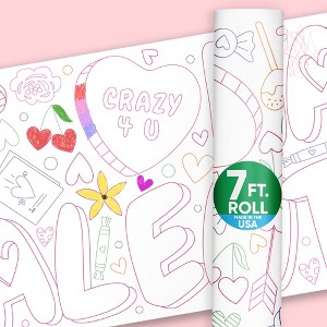 Big Dot of Happiness Happy Valentine’s Day Coloring Table Runner, 7ft Long Hearts Craft Activity Table Cover for Family, Giant Coloring Page - 1 Roll - 1 of 4