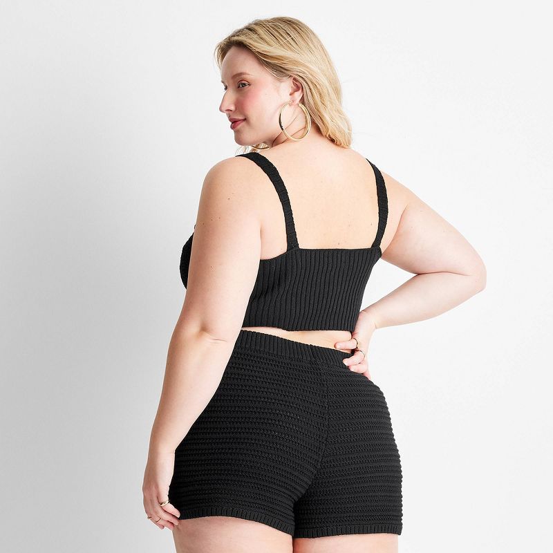 Women's Sweetheart Open-Work Stitch Crop Top - Future Collective™ with Jenny K. Lopez Black, 2 of 4