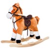 Qaba Kids Plush Toy Rocking Horse Ride On With Realistic Sounds - Brown ...