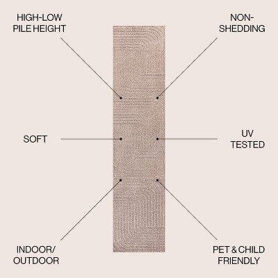 Light Taupe 2 x 8 Reversible Synthetic Stripe Runner Rug