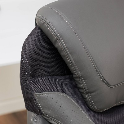 Gray Leather Executive Office Chair with Lumbar Support