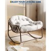 Outdoor Papasan Rocking Chair, Oversized Wicker Lounge Chair with Cushion and Metal Frame, Patio Rattan Egg Rocker for Balcony Backyard Porch Bedroom - 4 of 4