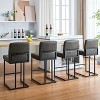 24" Bar Stools Set of 2, Counter Height Bar Stools with Back, Modern PU Leather Barstools, Upholstered Bar Chair with Black Metal Frame Footrest - 2 of 4