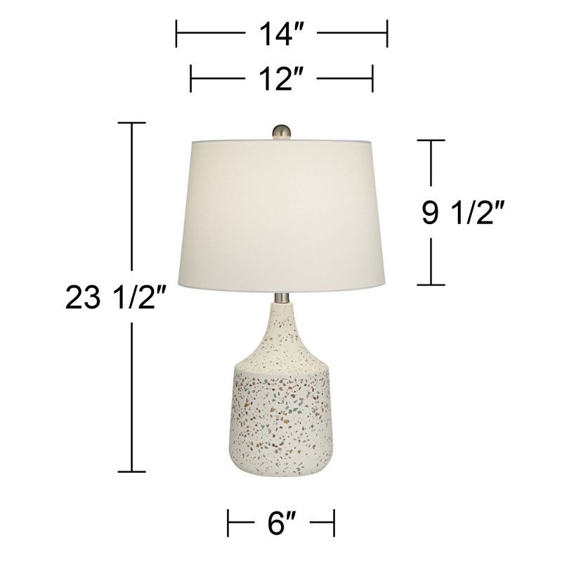 360 Lighting 23 1/2" High Small Modern Coastal Accent Table Lamp Ivory Terrazzo Marble Single White Shade Living Room Bedroom Bedside Nightstand House, 4 of 9