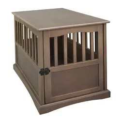 Casual Home Medium Wooden Indoor Pet Crate Dog Up to 25 lbs House Kennel End Table Night Stand Furniture, Taupe Gray