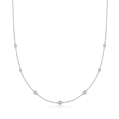 Ross-Simons 0.33 ct. t.w. Graduated Bezel-Set Diamond Station Necklace in 14kt White Gold