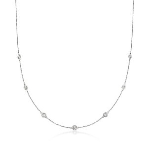 Ross-Simons 0.33 ct. t.w. Graduated Bezel-Set Diamond Station Necklace in 14kt White Gold - 1 of 4